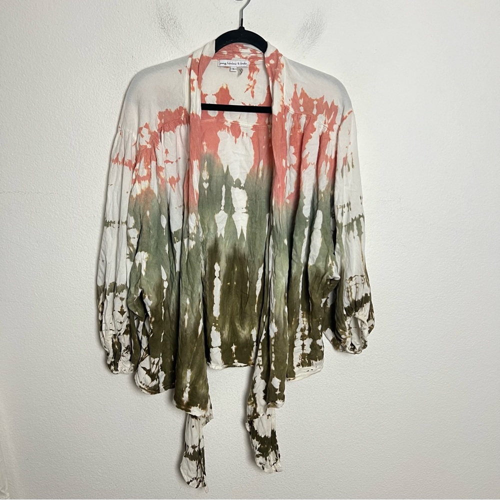 Young Fabulous & Broke Tie-Dye Kimono Top in Pink and Olive - Picture 3 of 9